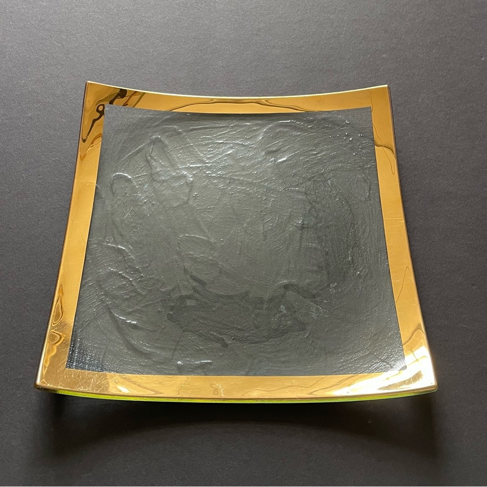 10" Square Antique Gold Roman Platter by Annieglass